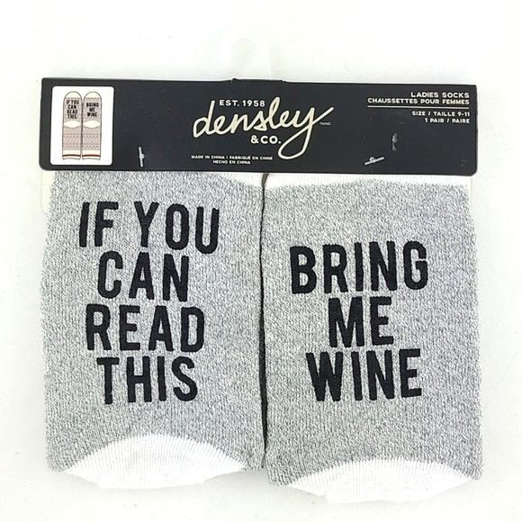 ⭐️3/ $30⭐️ Densley & Co. Women Novelty Socks If You Can Read This Bring Me Wine - Picture 1 of 9